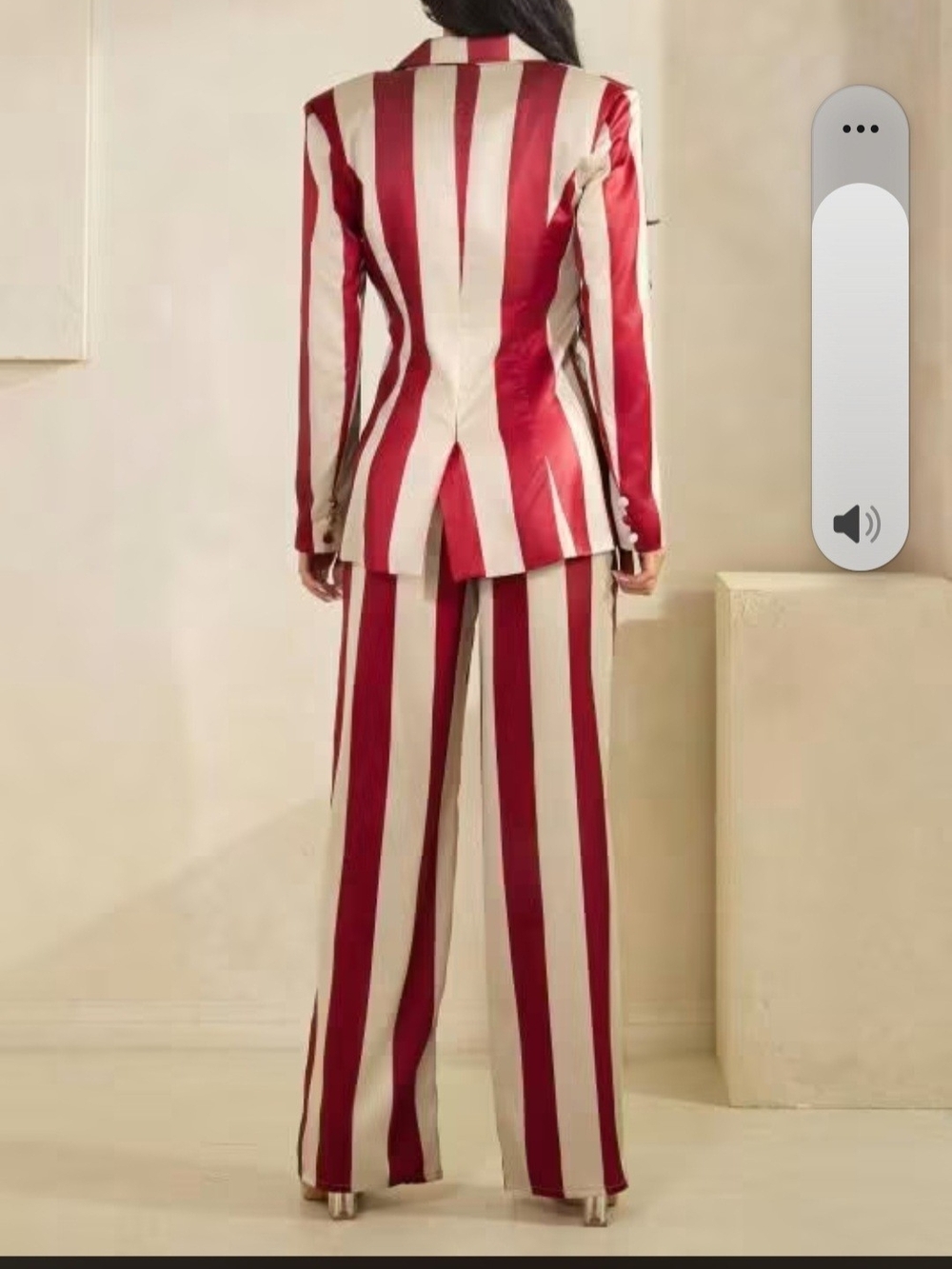 Red & White Striped Tailored Blazer with Wide-Leg Trousers - Picture 2 of 2